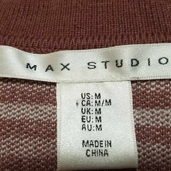 Max Studio Brown White Plaid Knit Sweater with Collar size Medium - Picture 11 of 11